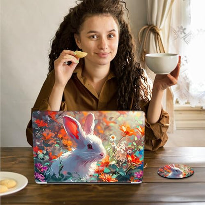 Laptop Skin Sticker Decal 15.6 Inch,12 13 13.3 14 15 15.6 in Laptop Netbook Skins for Notebook,Art Decal Removable Waterproof Scratch Resistant,Universal Vinyl Cover,Cute Rabbit - color: Cute Rabbit