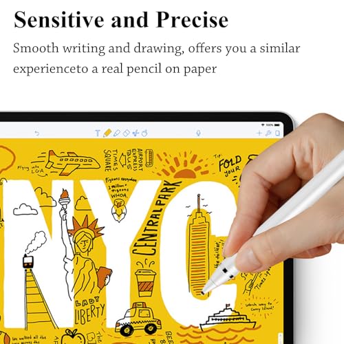 Kenkor Stylus Pen for Touchscreen, Rechargeable Digital Fine Point Active Tablet Pencil, Stylus Pen for iPhone/Switch/Android/Apple iPad Pro/Air/Mini/Samsung/Cellphone/Tablet Drawing & Writing - White - color: White