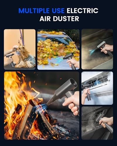 Electric Air Duster, Brushless Powerful Motor, Blower for PC Keyboard, Car | Lightweight Compressed Air Duster, 4-Gear, Metal Body, Turbo Blower Blower Rechargeable for Electronics, Cleaning