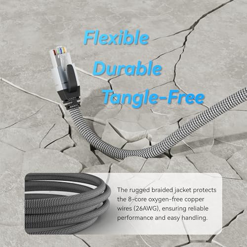 Ethernet to USB-C Cable, 6FT Gigabit Braided Nylon LAN Internet Cable, 1000Mbps High Speed USB C to RJ45 Adapter for Laptop, Tablet, PC, Phone, Router