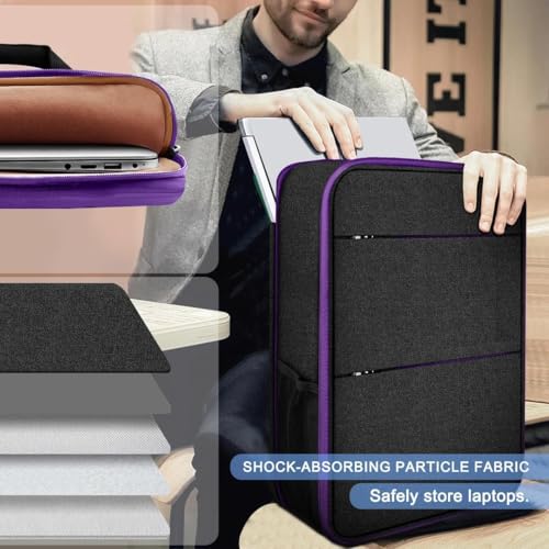 ZINMARK Slim Expandable Laptop Backpack with Small Case for 15-16 inch Notebooks,Water Resistant Computer Bag for College Business for Men Women，Black Purple - color: Black Purple