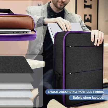 ZINMARK Slim Expandable Laptop Backpack with Small Case for 15-16 inch Notebooks,Water Resistant Computer Bag for College Business for Men Women，Black Purple - color: Black Purple