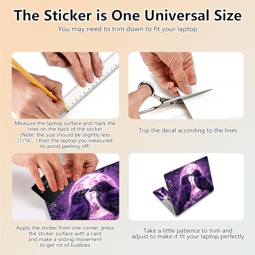 Laptop Skin Sticker Decal 15.6 Inch,12 13 13.3 14 15 15.6 in Laptop Netbook Skins for Notebook,Art Decal Removable Waterproof Scratch Resistant,Universal Vinyl Cover,Crow Moon Purple - color: Crow Moon Purple