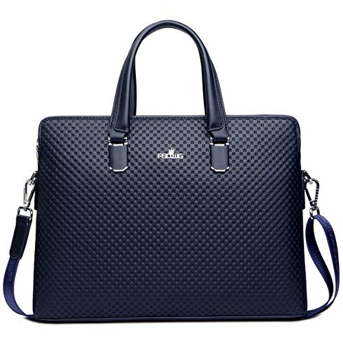 FSD.WG]Business Bag Leather Briefcase Shoulder Laptop Business Bag for Men - color: Blue