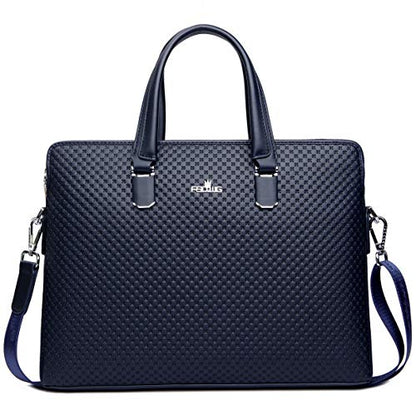 FSD.WG]Business Bag Leather Briefcase Shoulder Laptop Business Bag for Men - color: Blue