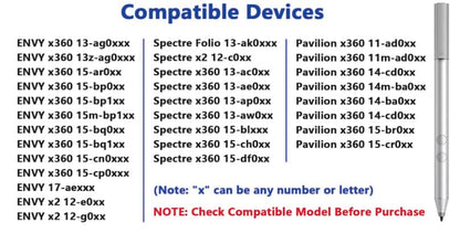 Active Stylus Pen 1MR94AA for HP Envy x360/Pavilion x360/Spectre x360 - Pressure Sensitive, Windows Ink, Palm Rejection, Digital Pen with Battery 905512-001 - color: Silver, style: 905512-001