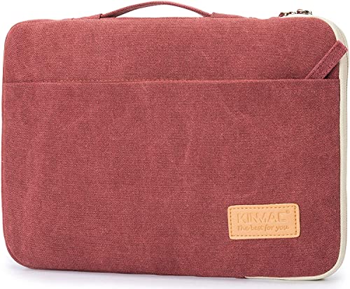 Kinmac 360° Heavy Duty Protective Laptop Sleeve Case Bag Cover with Handle for MacBook Air 13 inch,iPad Pro 13 inch and 13.3 inch HP,Dell,Lenovo,Asus,Acer Laptop (Wine Red Canvas) - color: Wine Red, size: 12 inch-13.3 inch
