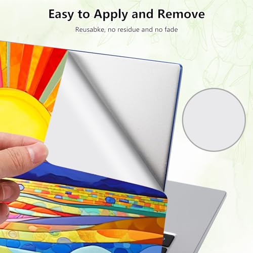 Laptop Skin Sticker Decal, Universal Reusable Vinyl Laptop Cover for 12" 13" 13.3" 14" 15" 15.4" 15.6" Notebook PC, Waterproof Scratch-Resistant with 2 Wrist Pads, Easy to Apply & Remove,Art Sun - color: Art Sun