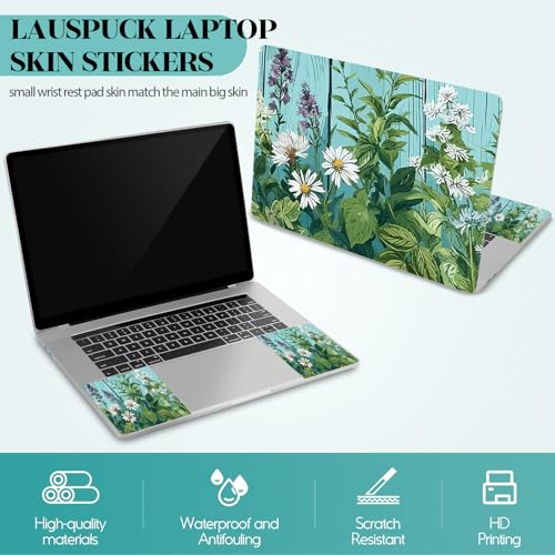 Laptop Skin Sticker Decal, 12" 13" 13.3" 14" 15" 15.4" 15.6 inch Personalized Universal Vinyl Notebook Skin Sticker Cover Art Protector Decal, Green Plant Flowers - color: Green Plant Flowers