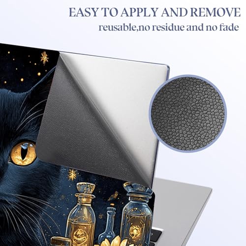 Universal Laptop Skin Sticker Decal,15.6 Inch Laptop Vinyl Cover for 13" 14" 15.6" Laptop,Scratch-Resistant Waterproof Protector Wrap,Reusable with Wrist Pads,Mystical Black Cat Apothecary - color: Mystical Black Cat Apothecary