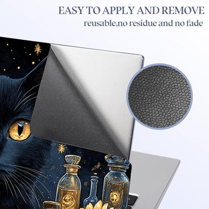 Universal Laptop Skin Sticker Decal,15.6 Inch Laptop Vinyl Cover for 13" 14" 15.6" Laptop,Scratch-Resistant Waterproof Protector Wrap,Reusable with Wrist Pads,Mystical Black Cat Apothecary - color: Mystical Black Cat Apothecary