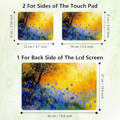Laptop Skin Sticker Decal, Universal Reusable Vinyl Laptop Cover for 12" 13" 13.3" 14" 15" 15.4" 15.6" Notebook PC, Reusable Waterproof Scratch-Resistant with 2 Wrist Pads,Watercolor Wildflower - color: Watercolor Wildflower