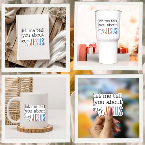 (3Pcs) Let Me Tell You About My Jesus Sticker Christian Faith Quote Vinyl Decal Waterproof Laptop Water Bottle Tumbler Car Phone Inspirational Religious Stickers Gifts Women Men Teens Decor 3x2.5 Inch - color: Let Me Tell You About Jesus