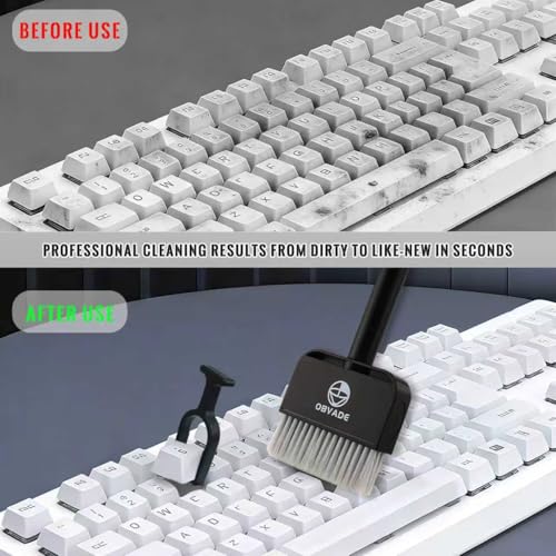 Keyboard Cleaner & Laptop Cleaning Kit - 9-in-1 Electronics Cleaning Brush Set with Keycap Puller, Screen Cleaner, Earbud Cleaner Pen for Computer, PC Monitor, MacBook, Phone, Airpods (White) - color: White