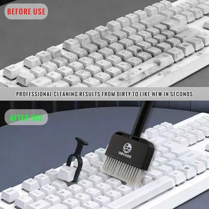 Keyboard Cleaner & Laptop Cleaning Kit - 9-in-1 Electronics Cleaning Brush Set with Keycap Puller, Screen Cleaner, Earbud Cleaner Pen for Computer, PC Monitor, MacBook, Phone, Airpods (White) - color: White