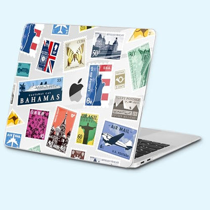 for MacBook Air 13 inch Case 2020 M1 A2337 2019 2018 Release– Fashionable Lightweight Floral Design Transparent HD Clear Laptop Shell, with TPU Keyboard Cover & OTG Adapters, Stamp - color: Stamp