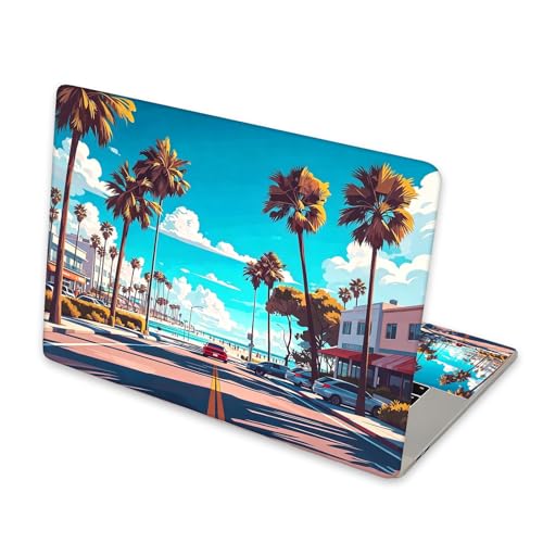 Universal Laptop Skin Sticker for 12/13/14/15.6 Inch Laptops, Reusable Vinyl Laptop Decal Cover, Waterproof Scratch Resistant Notebook Skin with 2 Wrist Pads,Summer Coconut Trees - color: Summer Coconut Trees