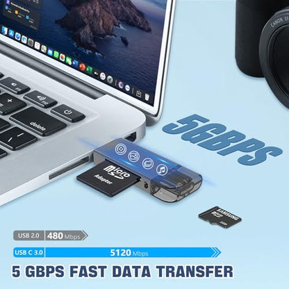 Micro SD Card Reader 2 in 1 Micro to C OTG Adapter | Portable Memory Card Reader for SD TF SDXC SDHC MMC RS-MMC Micro SD Micro SDXC Micro SDHC Card and UHS-I Cards - size: 2in1