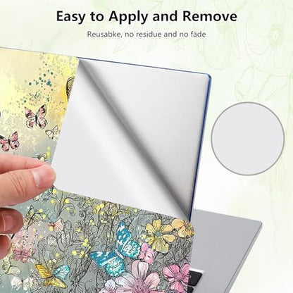 Laptop Skin Sticker Decal, Universal Reusable Vinyl Laptop Cover for 12" 13" 13.3" 14" 15" 15.4" 15.6" Notebook PC, Waterproof Scratch-Resistant with 2 Wrist Pads, Easy to Apply & Remove,Butterfly - color: Butterfly