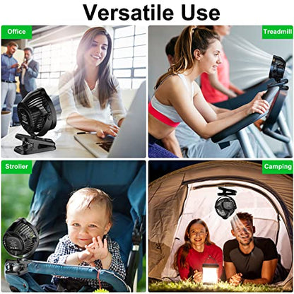Minthouz 8000mAh Rechargeable Small Clip Fan with Battery Level Indicator | Battery Powered Fan with Remote, 720° Rotation Low Noise USB C Desk Fan for Outdoor Home/Office/Camping/Travel - color: Black