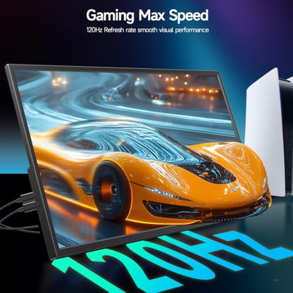 Large Portable Monitor 23.8inch 120Hz USB-C Monitor, Laptop Screen Extender | Ultra-Slim Travel IPS Display with HDR, 100% sRGB, VESA Mount & Built-in Speakers for Mac Phone PS5 Xbox Switch - size: 23.8