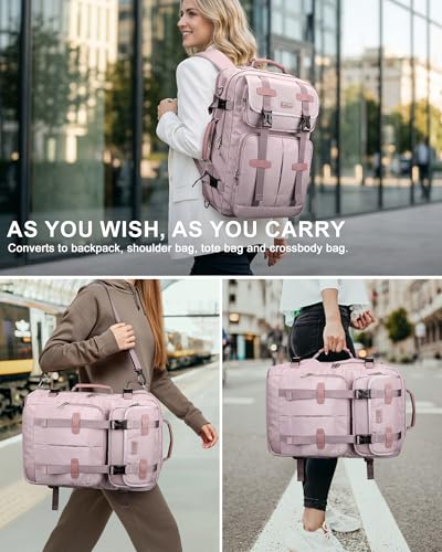 Travel Backpack Carry On Backpack for Airplanes, Travel Bag 35L | Large Convertible Travel Backpacks for Men, 16" Laptop Compartment, USB Port, Anti-Theft Pocket, Travel, Daily, Overnight - color: Ashen Purple-2