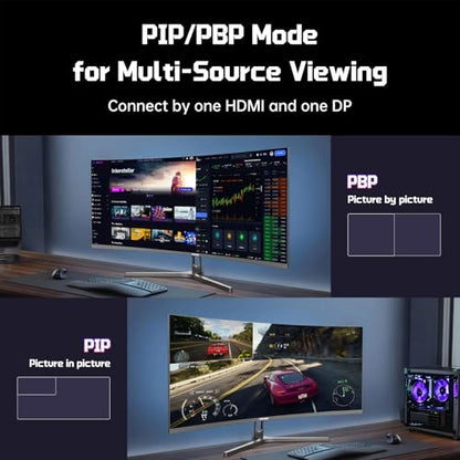 Hikers 34 Inch Curved Gaming Monitor UWQHD 200Hz HDMI 2.1×2 & DP 1.4×1 Ultrawide 3440×1440 Monitor, 21:9 1500R PIP/PBP, Fast VA MPRT 1ms 131% sRGB AI Crosshair (G34H1Q, Includes One HDMI 2.1 Cable) - size: 34 inch