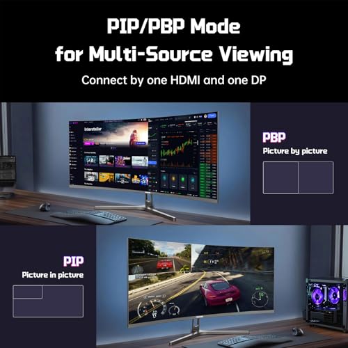 Hikers 34 Inch Curved Gaming Monitor UWQHD 200Hz HDMI 2.1×2 & DP 1.4×1 | Ultrawide 3440×1440 Monitor, 21:9 PIP/PBP Fast VA MPRT 1ms 131% sRGB AI Crosshair (G34H1Q, Includes One HDMI 2.1 Cable) - size: 34 inch