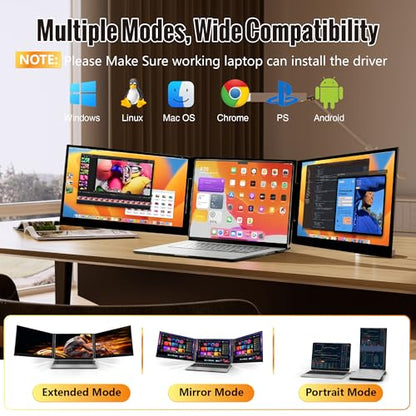 2026 New One Cable Connection Laptop Screen Extender Monitor Portable, Ultra Thin 15.6" 1080P FHD Triple Screen,Fit for 13-17" Laptop, Plug & Play Compatiable with Win/Mac/Chrome/Android - size: 15.6” One Cable Triple Screen