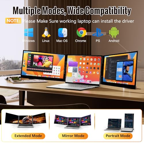 2026 New One Cable Connection Laptop Screen Extender Monitor Portable, Ultra Thin 15.6" 1080P FHD Triple Screen,Fit for 13-17" Laptop, Plug & Play Compatiable with Win/Mac/Chrome/Android - size: 15.6” One Cable Triple Screen
