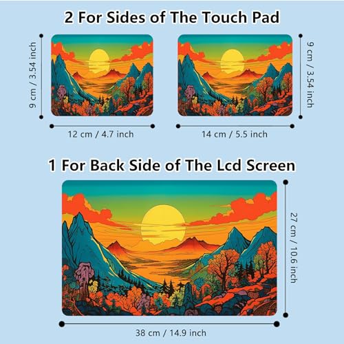Universal Laptop Skin Sticker with 2 Wrist Pad Skins, Waterproof Scratch Resistant Vinyl Laptop Cover Decal, Cut to Fit for 11–15.6 Inch MacBook HP Dell Lenovo, Colorful Clouds Mountains - color: Colorful Clouds Mountains