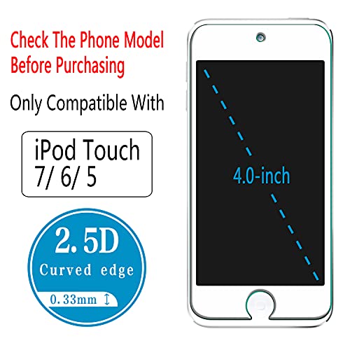 2-Pack Tempered Glass For Apple New iPod Touch 7th Gen (2019), 6th Gen, 5th Gen (2015) Screen Protector, Easy to Install, Bubble Free, 9H Hardness - size: iPod Touch 7/6/5 4.0-inch