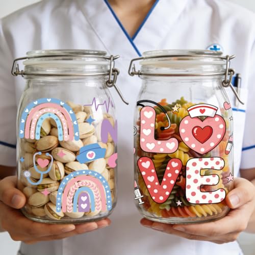 Peacoblue UV DTF Cup Wraps Transfer Stickers Nurses' Day Medical Theme Pattern, 10 Sheets Waterproof Custom Vinyl Transfer Sticker 16oz Coffee Glass Cup Tumbler Bottle Mug Decals for Men Women - style: Nurses' Day Medical Theme
