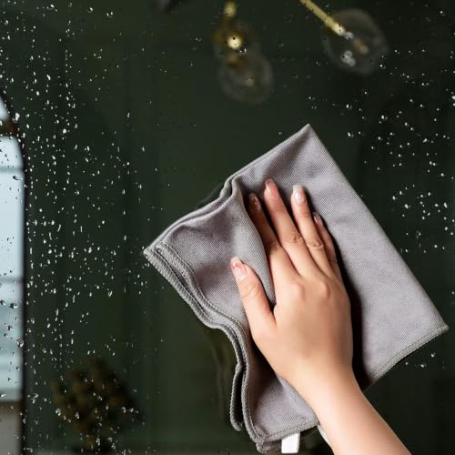 Puomue 6 Pack Microfiber Glass Cleaning Cloth, 16 Inch X 16 Inch, Lint Free Quickly Clean Window, Glasses, Windshields, Mirrors, and Stainless Steel, Multicolor - color: Multicolor