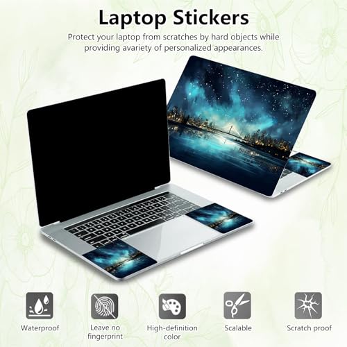 Laptop Skin Sticker Decal, Universal Reusable Vinyl Laptop Cover for 12" 13" 13.3" 14" 15" 15.4" 15.6" Notebook PC, Waterproof Scratch-Resistant with 2 Wrist Pads, Easy to Apply & Remove,Art City - color: Art City