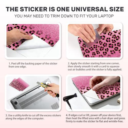 Laptop Skin Sticker Decal PVC Vinyl Sticker Notebook PC Protector Waterproof Scratch Resistant Laptop Skin for 12.1 13 13.3 13.6 14 15 15.3 16 Inch Pink with Black Leopard Print - color: Pink with Black Leopard