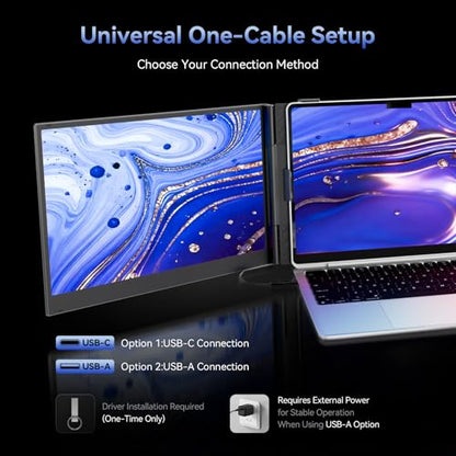 One Cable Connection Triple Laptop Screen Extender - Ultra Thin 14" Monitor IPS FHD 1080P Lightweight Portable Display for 13"-17" Laptops Compatible with Windows Mac Chrome Travel Work Setup - size: 14.3"