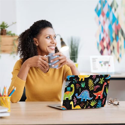 Universal Laptop Skin, DIY Cut-to-Fit Vinyl Cover Compatible with HP, Dell, Lenovo, Mac (13.3" to 15.6"), Anti-Scratch, No Residue & Bubble-Free Protective Decal Sticker, Cute Dinosaur Pattern - color: Cute Dinosaur Pattern