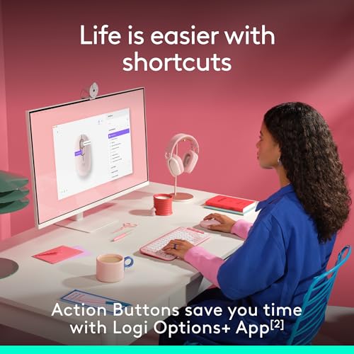 Logitech POP Mouse, Compact and Portable Wireless Bluetooth Mouse - Rose | Compact, portable, programmable buttons, easy-switch between up to 3 devices, laptop, tablet, PC - color: Rose