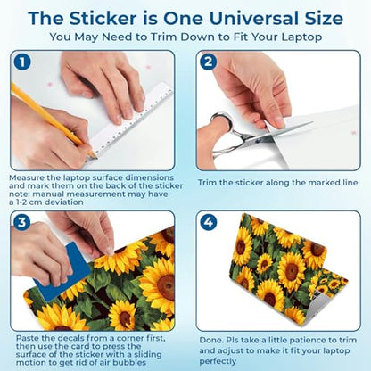 Reusable Universal Laptop Skin Sticker, Cut to Fit for 11.6–15.6 Inch Laptops, Waterproof Protective Film, No-Residue - Sunflowers - color: Sunflowers