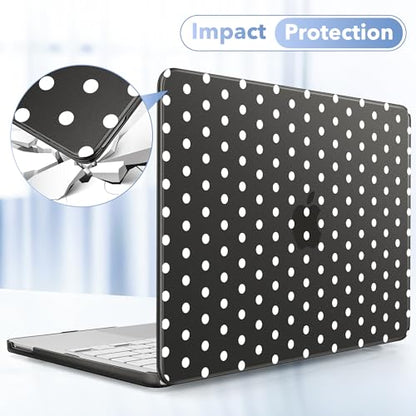 May Chen for MacBook Neo Case 13 inch 2026 | 100% Match Official Color | Pattern Printing, Anti-Crack & Scratch & Fingerprint | Protective Hard Shell Cases Laptop Model A3404, Black - White Polka dot - color: Black - White Polka dot