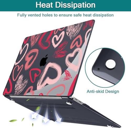 Teryeefi for MacBook Air 13 inch Case M1 A2337 A2179 A1932 (2020 2019 2018 Releaes) with Retina Display with Touch ID, PC Plastic Hard Shell & Keyboard Cover & Screen Protector, Heart A002 - color: Heart A002