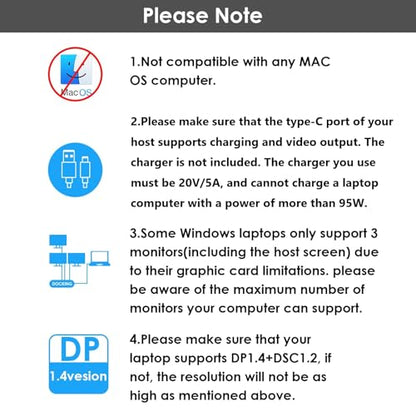 WAVLINK Laptop Docking Station, Quad Monitors, Dual DisplayPort, HDMI, VGA | Single 8K@60Hz, 100W PD in,3×USB-A for wireless devices, Compatible with Dell/HP/Lenovo, Windows Only