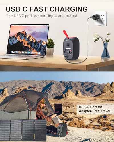 ELECAENTA 99Wh Portable Power Station, 120W (Peak 200W) LiFePO4 Battery Bank Backup, AC DC USB C Outputs for Laptop Tablet Phones Camera Drone, Solar Generator for Home Outdoor Camping RV Emergency