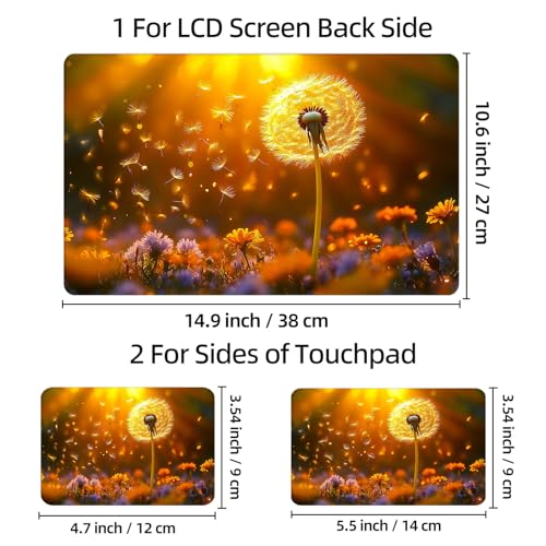 Universal Laptop Skin Sticker Decal, 12"-15.6" Aesthetic Vinyl Wrap, Glowing Dandelion Sunset Waterproof Notebook Cover Art Protector for MacBook HP Dell Lenovo, Fits 13" 14" 15" 15.6" - color: Glowing Dandelion Sunset