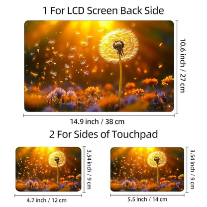 Universal Laptop Skin Sticker Decal, 12"-15.6" Aesthetic Vinyl Wrap, Glowing Dandelion Sunset Waterproof Notebook Cover Art Protector for MacBook HP Dell Lenovo, Fits 13" 14" 15" 15.6" - color: Glowing Dandelion Sunset