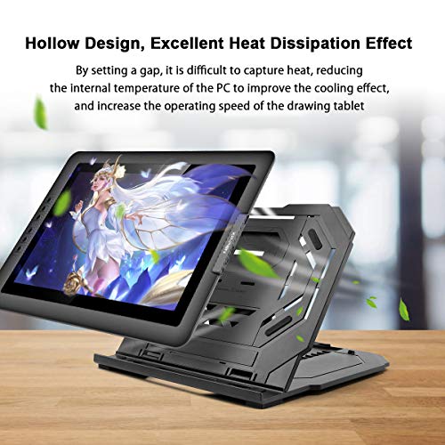 Drawing Tablet Stand, Laptop Stand for Tablet Display, 9 Levels Adjustable Angles with a Built-in Phone Holder, for 12-17 inch Drawing Tablet, Smartphones - color: Grey