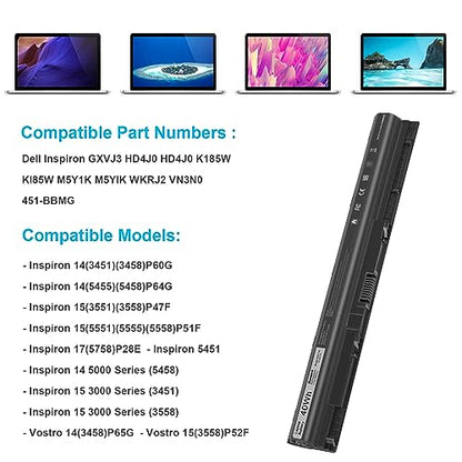 TREE.NB M5Y1K 14.8V 40WH Battery for Dell Inspiron 14 15 17 5000 3000 Series 5559 5558 3551 3451 3558 5755 5756 5458 5759 5758 5759 GXVJ3 451-BBMG 453-BBBQ WKRJ2 VN3N0 HD4J0 P47F P51F - size: 10.63x1.42x0.79inch M5Y1K