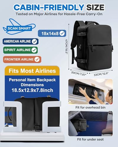 WONHOX Vacuum Seal Travel Backpack with Air Pump Compression Vacpack Waterproof Carry On Backpack for Travel Women men with Vacuum System Laptop Airlines Approved Daypack Space Saver Bags Black - color: B12-black(with Air Pump)