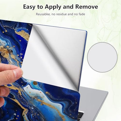 Laptop Skin Sticker Decal, Universal Reusable Vinyl Laptop Cover for 12" 13" 13.3" 14" 15" 15.4" 15.6" Notebook PC, Waterproof Scratch-Resistant with 2 Wrist Pads, Easy to Apply & Remove,Blue Marble - color: Blue Marble